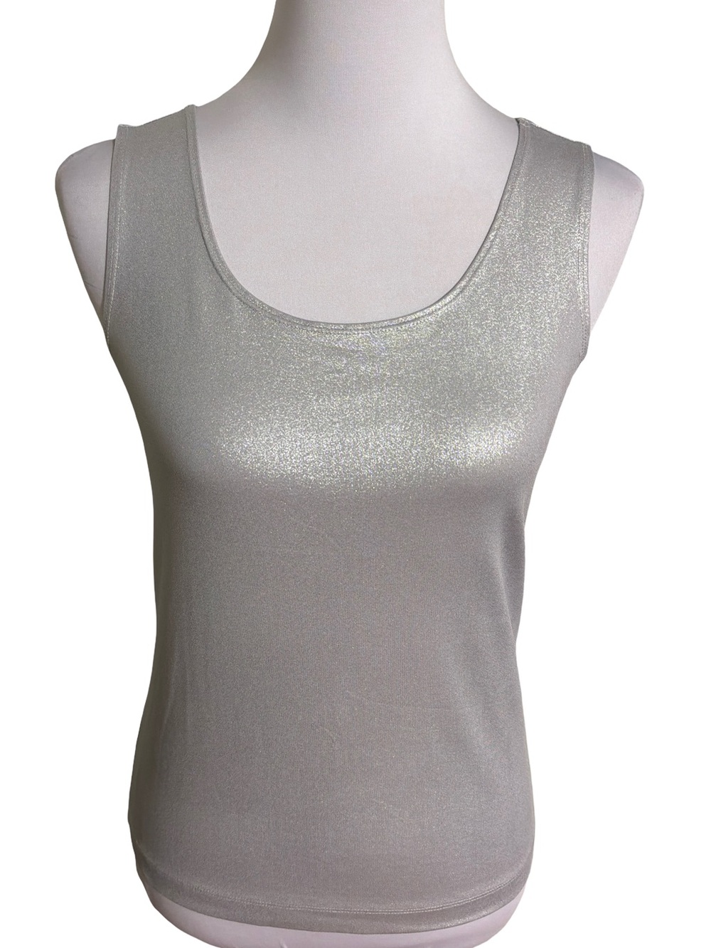 Chico's Metallic Silver Scoop Neck Tank
